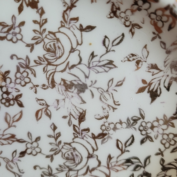 Vintage Crinoline Lady Gold Chinz Scalloped Edge Square Plate England - Picture 7 of 12